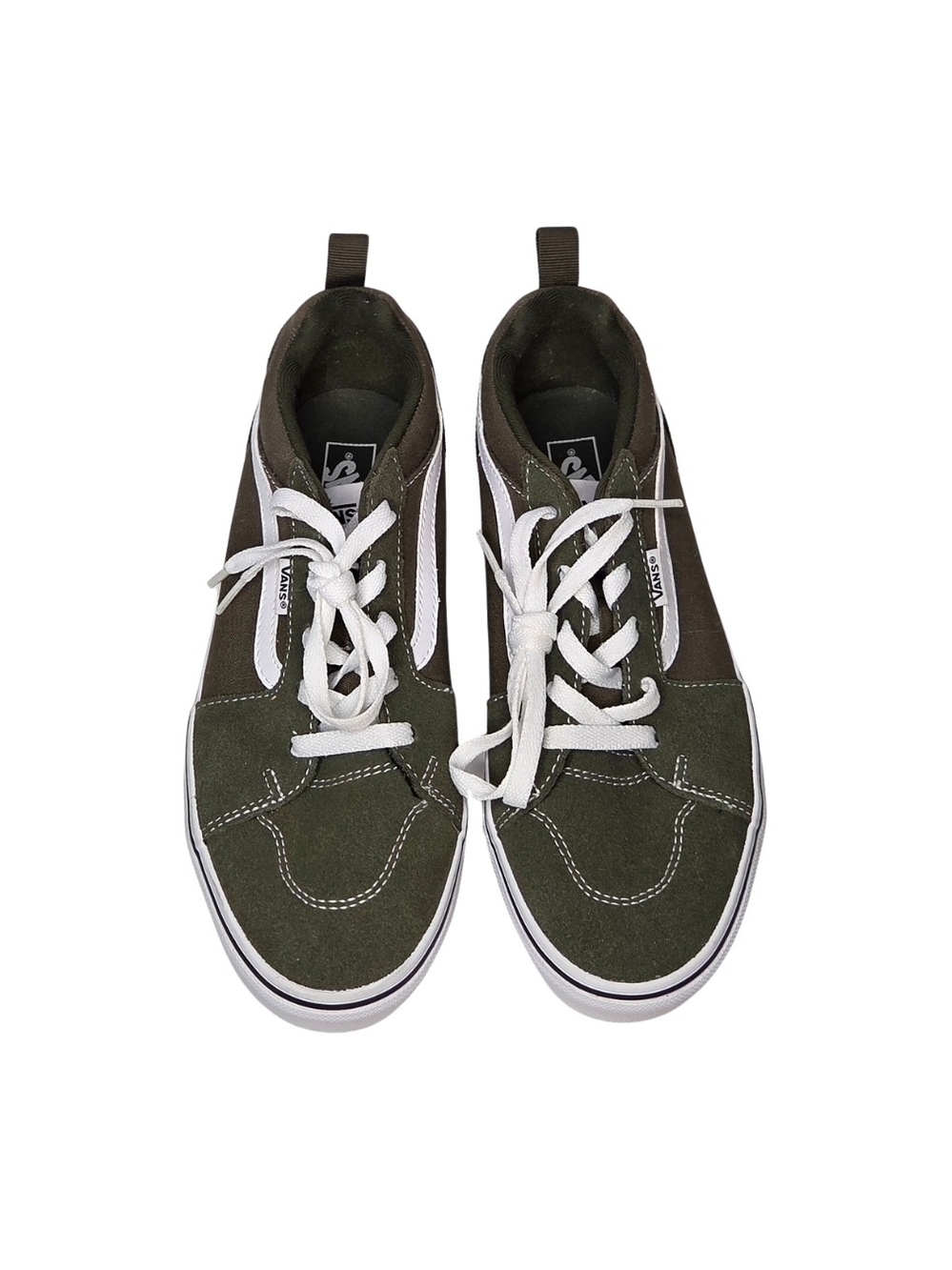 Vans Size 6 Youth Olive and White Sneakers
